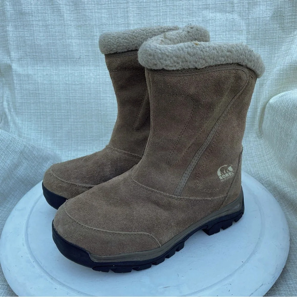 Sorel Women’s Waterfall Suede Tan Boots Sz 7 - Picture 1 of 8